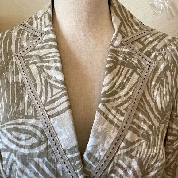 NEW Canvasbacks Linen Jungle Print Normcore Blazer Size 6 Career/Casual NWOT - Picture 5 of 15